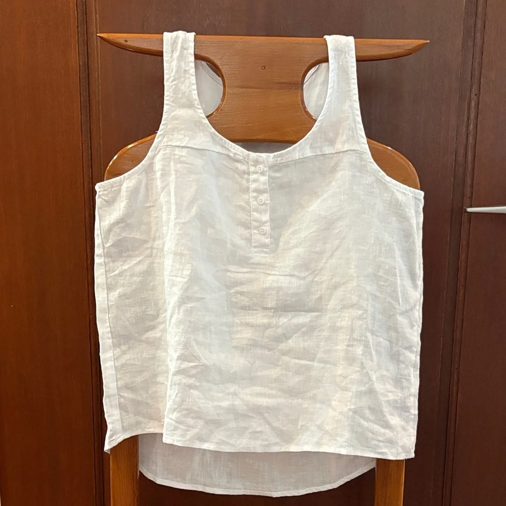 Splendid White Button-Front Tank Top - Picture 4 of 5